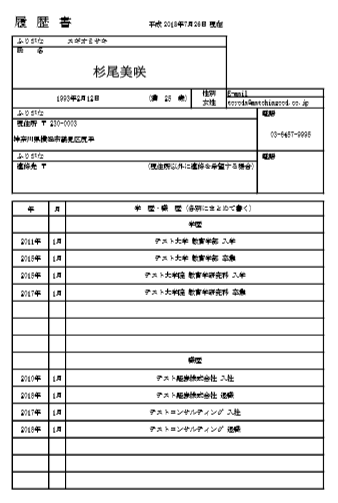 履歴書サンプル