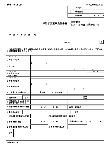 労働者派遣事業報告書サンプル